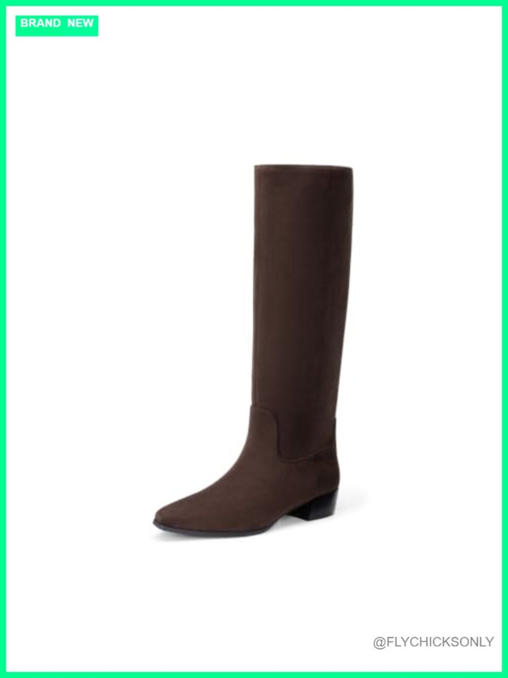 Women's Faux Suede Knee-High Boots Square Toe Block Heel Zip-Up